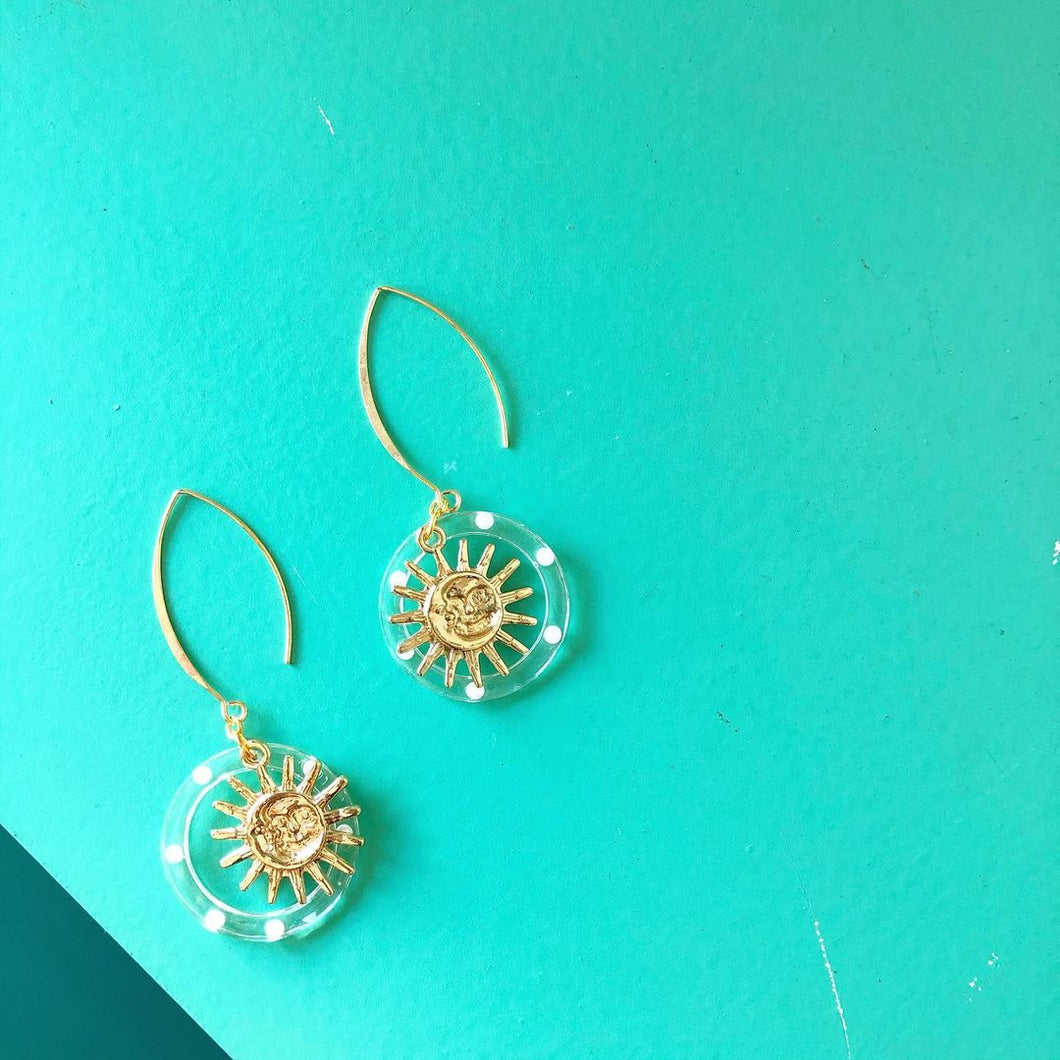 Gold Sun Resin Earrings