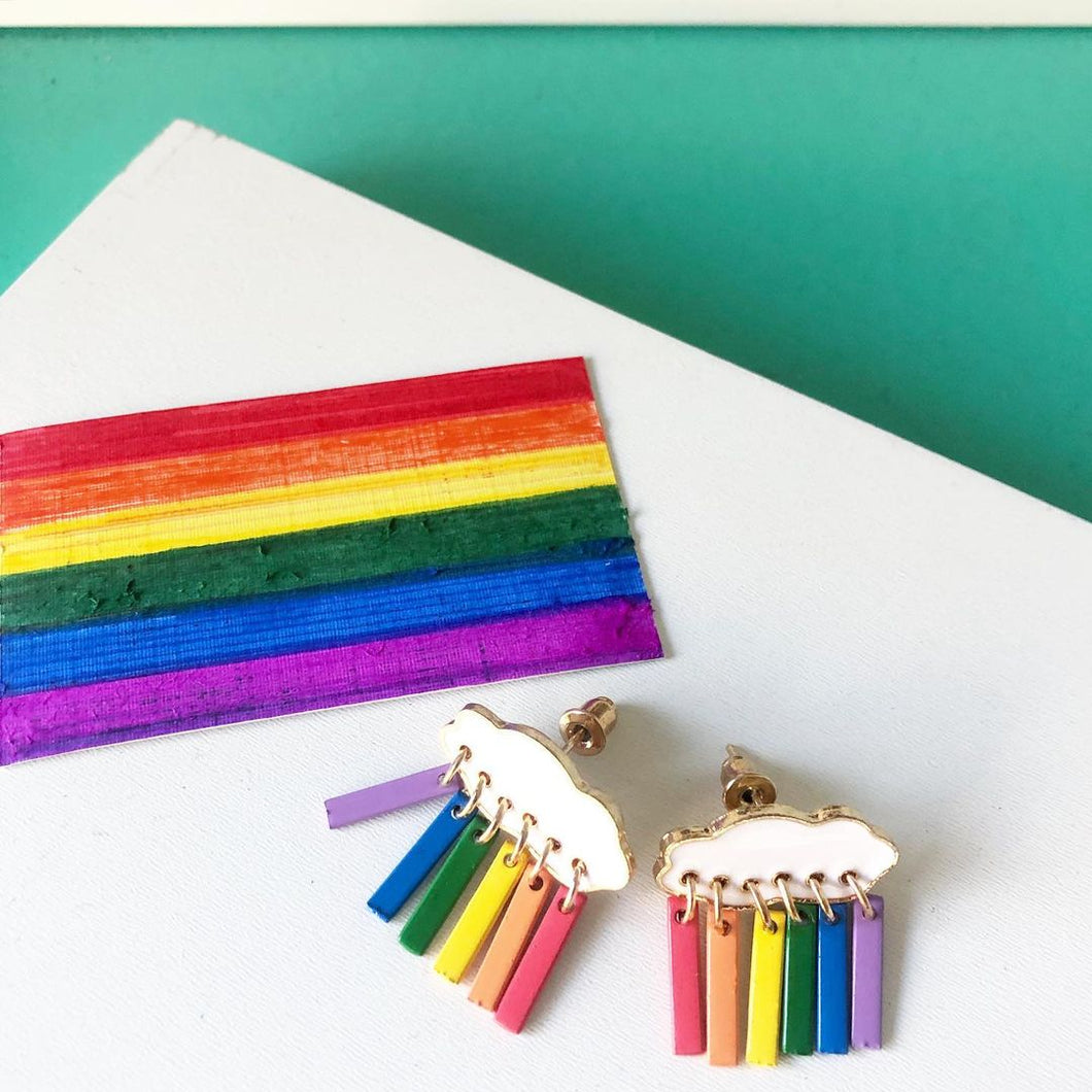 Rainbow Beam with Cloud Earrings