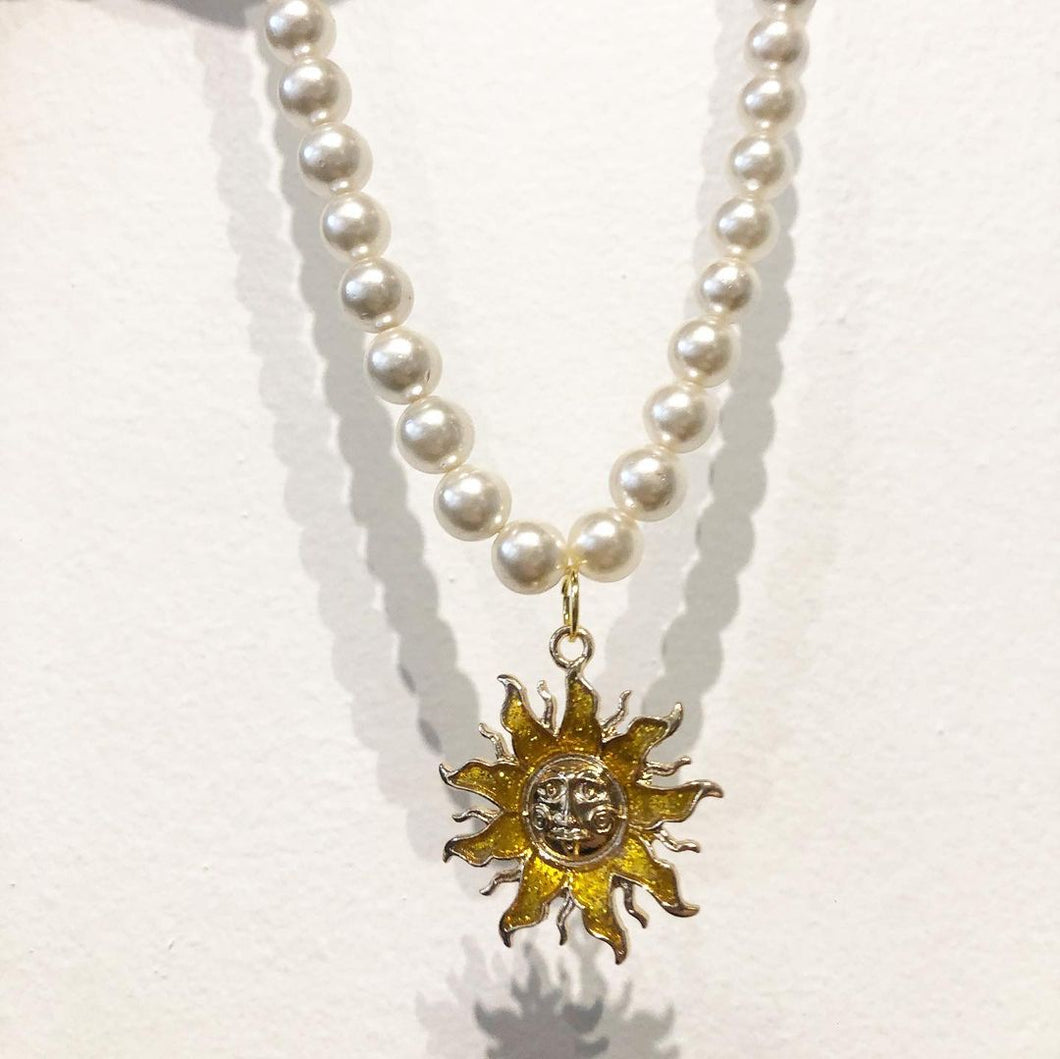 Gold Sun handmade Real-Pearls Necklace