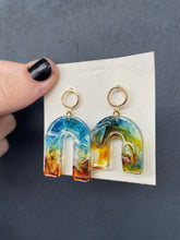 Load image into Gallery viewer, Handmade Rainbow Resin U Earrings
