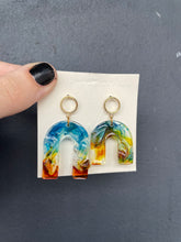 Load image into Gallery viewer, Handmade Rainbow Resin U Earrings
