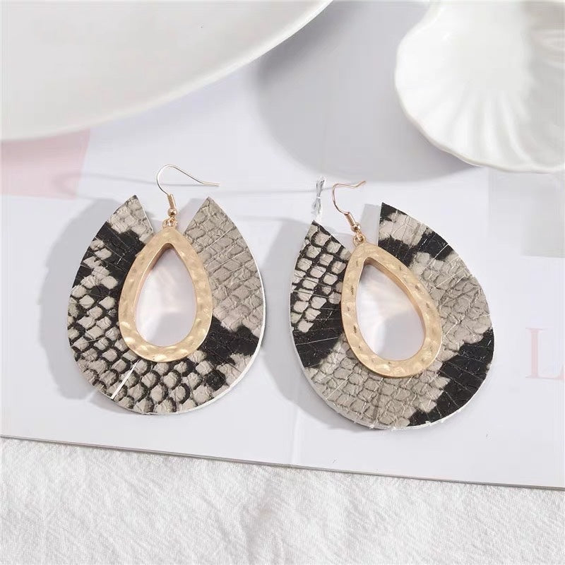 Animal Patterned Faux-leather Earring