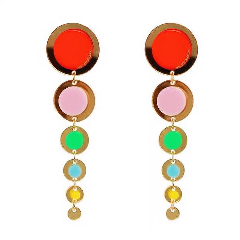 Color Circle Drop Earrings