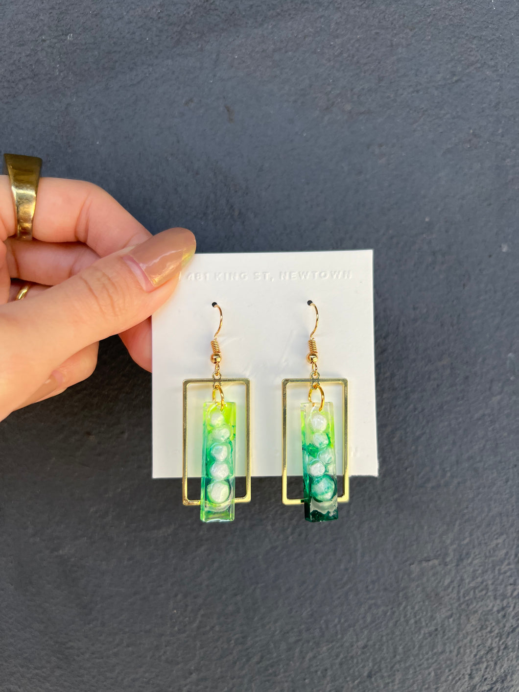 Green Gradient Bubble Wrap Handmade Resin Earrings