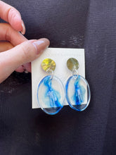 Load image into Gallery viewer, Rubber Mini Human in Blue Resin Earrings Handmade
