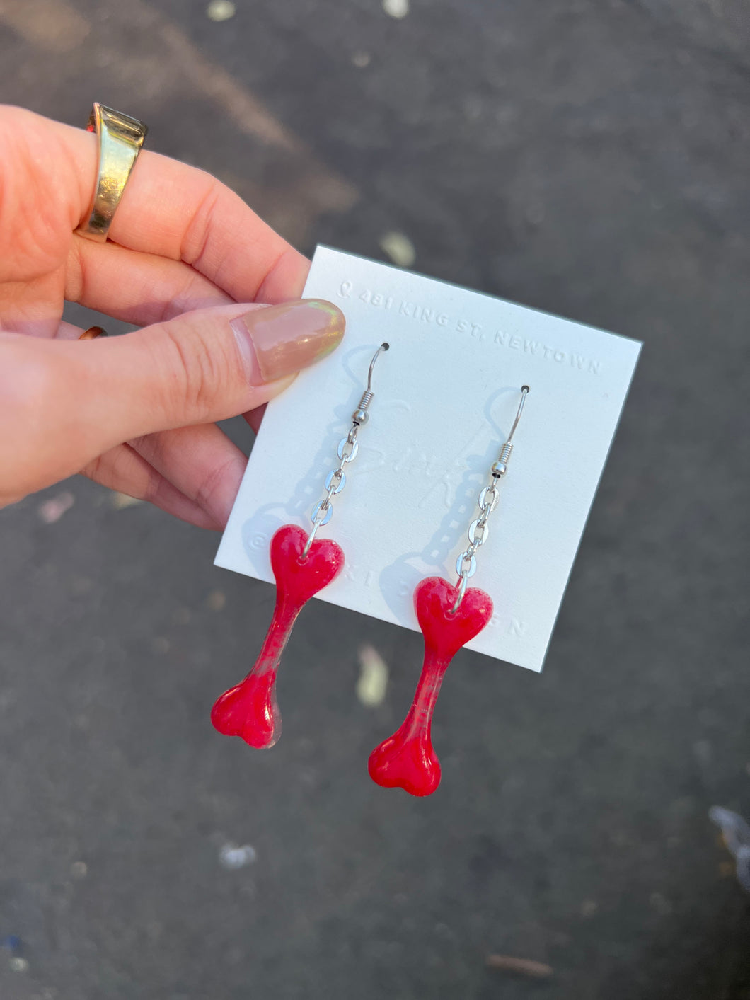 Red Bone Resin Handmade Earrings