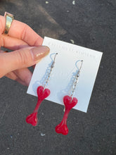 Load image into Gallery viewer, Red Bone Resin Handmade Earrings
