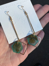 Load image into Gallery viewer, Dangling Dry Flower Handmade Resin Earrings with Square Hollow Out
