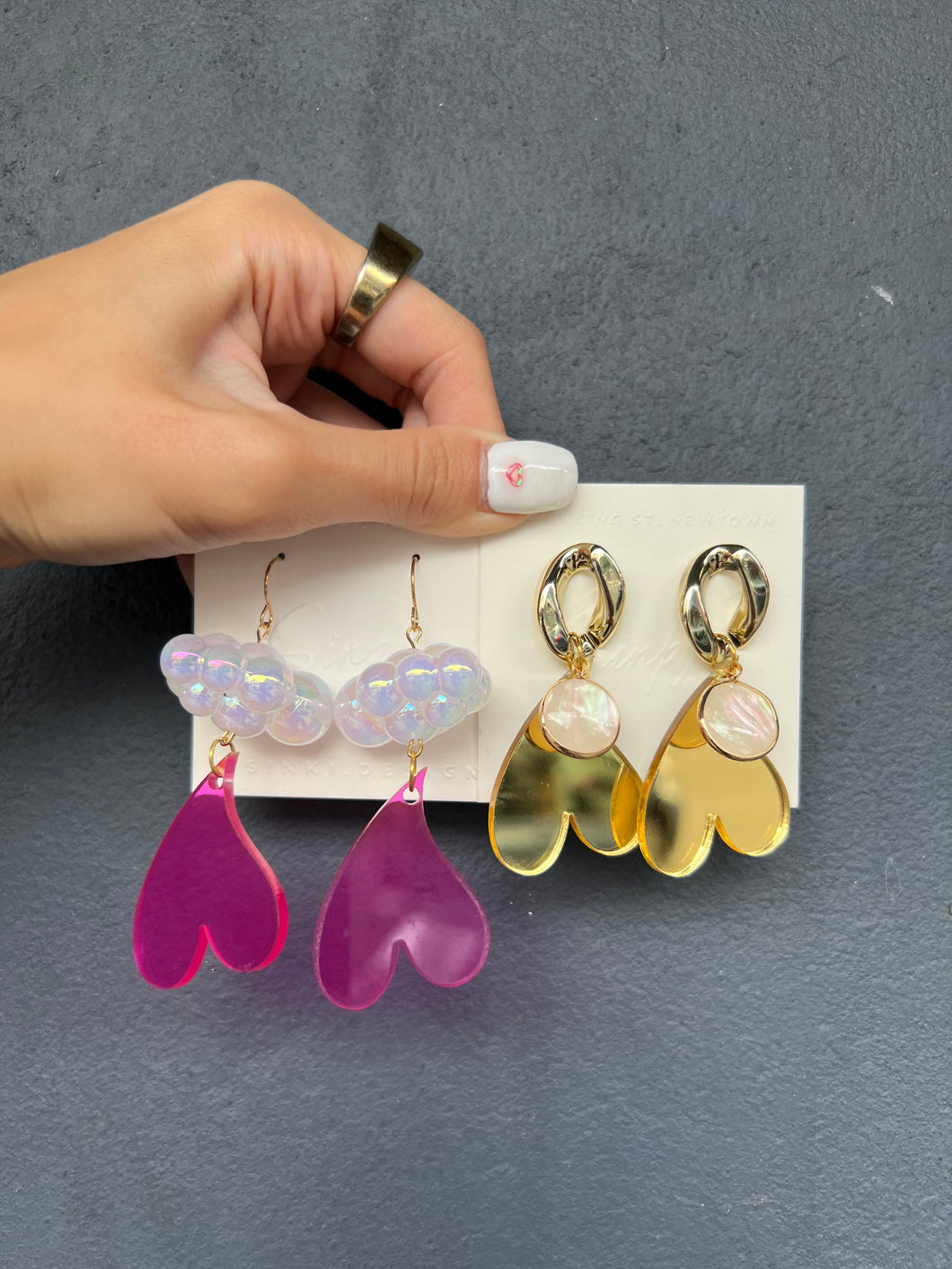 Handmade Acrylic Heart Earrings