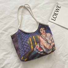 Load image into Gallery viewer, Painted Canvas Shoulder Tote Bag
