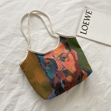 Load image into Gallery viewer, Painted Canvas Shoulder Tote Bag
