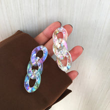 Load image into Gallery viewer, Clear Rainbow Chain Earrings
