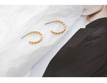 Load image into Gallery viewer, Twisted-Gold Hoop Earrings
