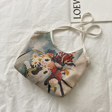 Load image into Gallery viewer, Painted Canvas Shoulder Tote Bag
