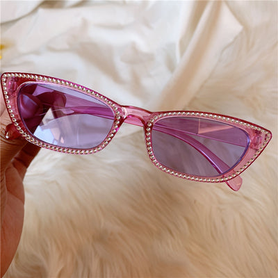 Modern Purple Lens Sunglasses with Crystal